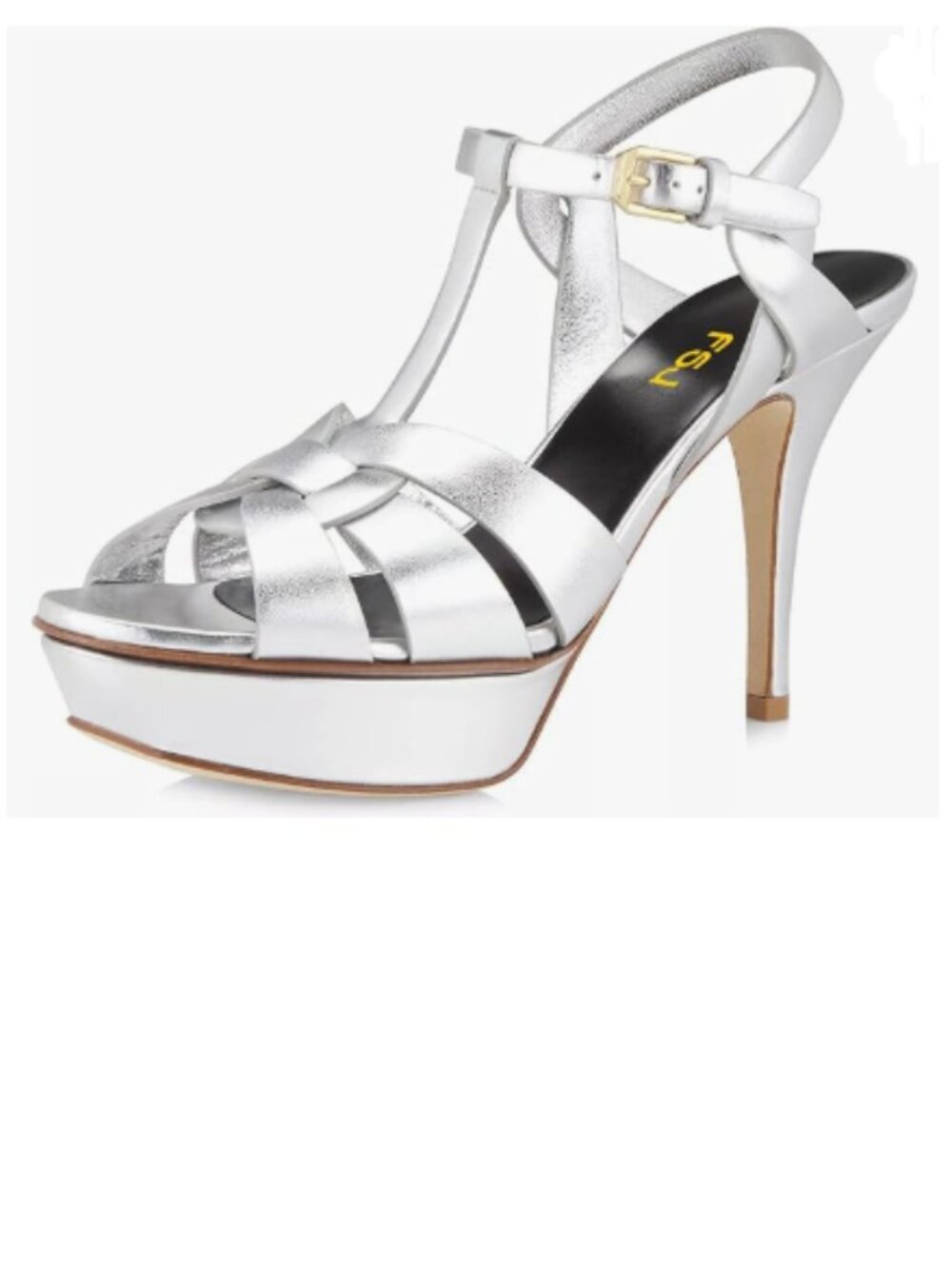 FSJ Silver Comfort Platform Stiletto High Heel Ankle Strap Sandals